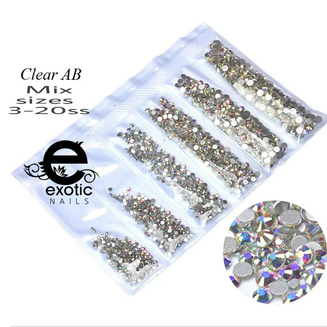 Crystal rhinestones AB mix sizes – Exotic Nails Store